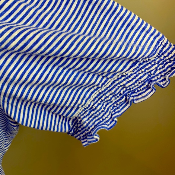 Talbots Wide Neck V Neck Tee in Blue Stripe - Picture 4 of 7